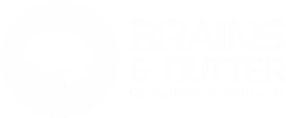 White version of The Brains and Butter Logo